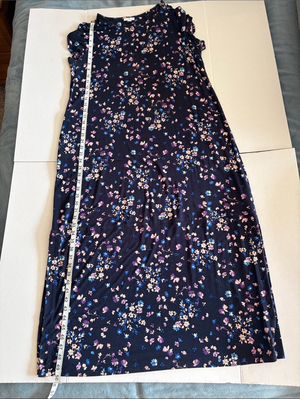 J. Jill Navy Maxi Dress with Pink & Blue Floral Print